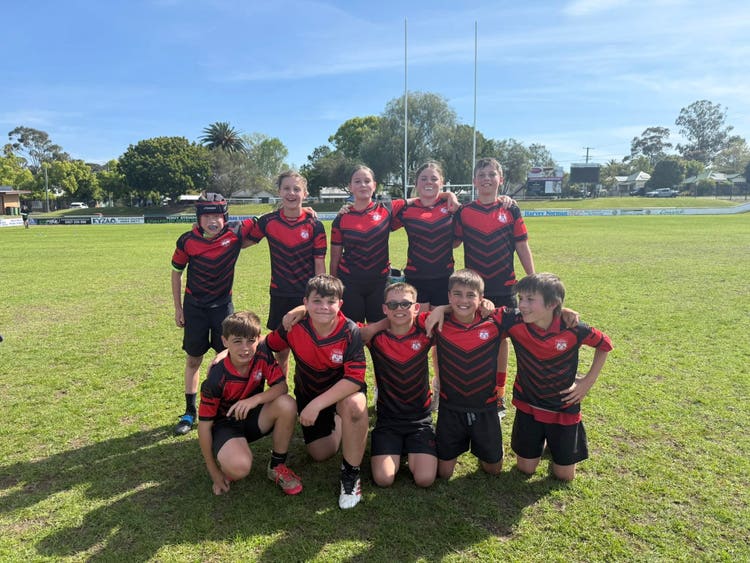 Group of children in football outfits